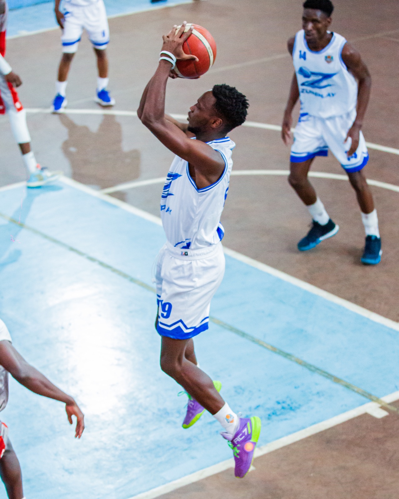 Equity Dumas player taking a jump shot during the playoff series